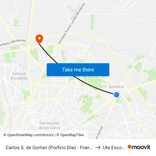 Carlos S. de Gortari (Porfirio Díaz - Francisco Naranjo) to Ute Escobedo map