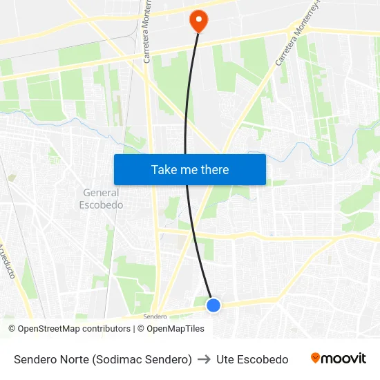 Sendero Norte (Sodimac Sendero) to Ute Escobedo map