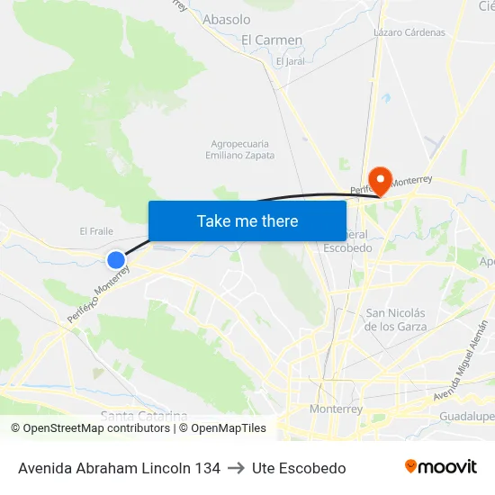 Avenida Abraham Lincoln 134 to Ute Escobedo map
