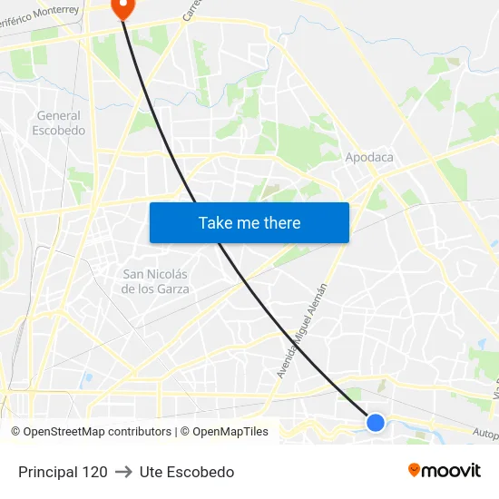 Principal 120 to Ute Escobedo map
