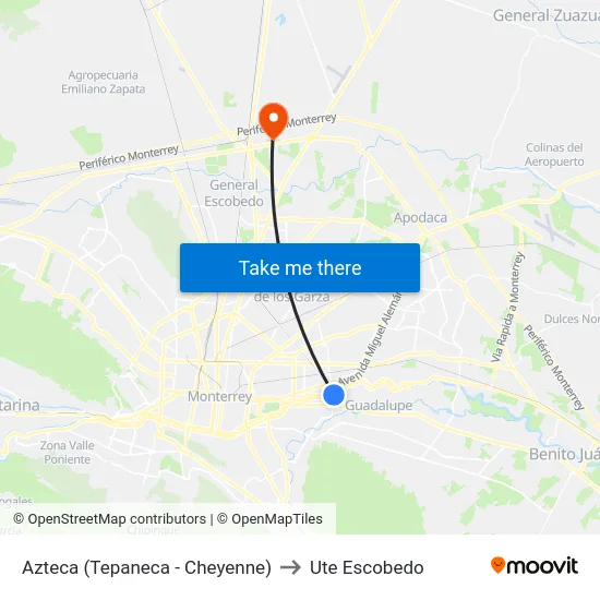 Azteca (Tepaneca - Cheyenne) to Ute Escobedo map