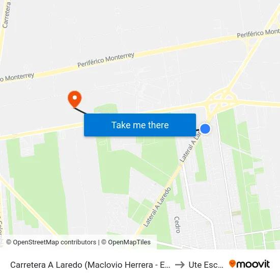 Carretera A Laredo (Maclovio Herrera - Eugenio A. Benavides) to Ute Escobedo map