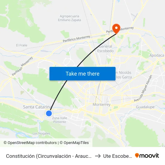 Constitución (Circunvalación - Araucaria) to Ute Escobedo map