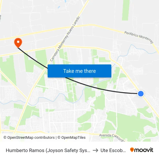 Humberto Ramos (Joyson Safety Systems) to Ute Escobedo map