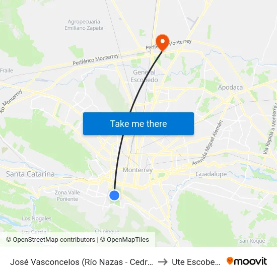 José Vasconcelos (Río Nazas - Cedros) to Ute Escobedo map