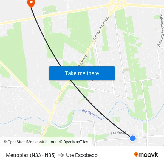 Metroplex (N33 - N35) to Ute Escobedo map