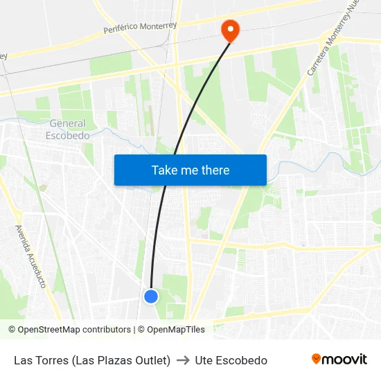 Las Torres (Las Plazas Outlet) to Ute Escobedo map