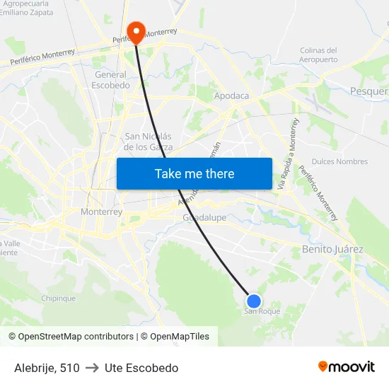 Alebrije, 510 to Ute Escobedo map