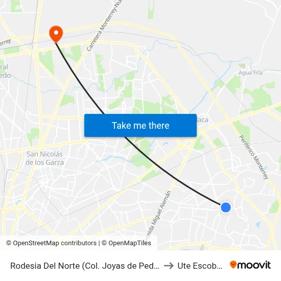 Rodesia Del Norte (Col. Joyas de Pedregal) to Ute Escobedo map