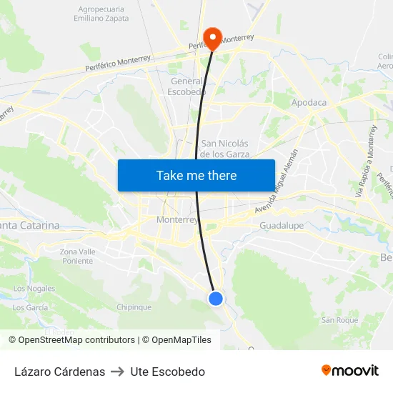 Lázaro Cárdenas (Zúrich - Paseo de Granada) to Ute Escobedo map