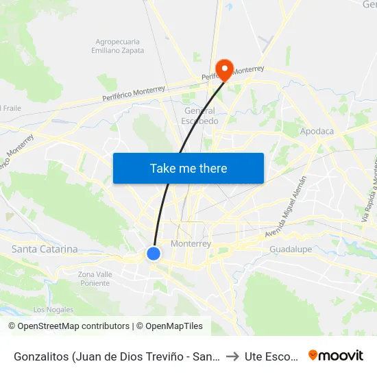 Gonzalitos (Juan de Dios Treviño - San Jerónimo) to Ute Escobedo map