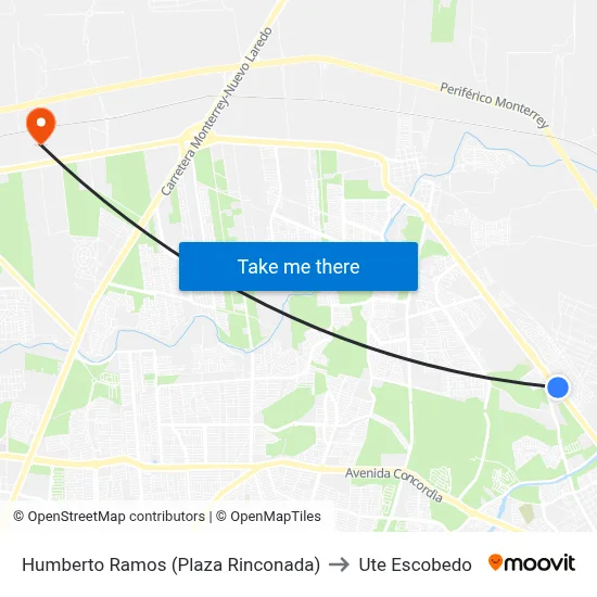 Humberto Ramos (Plaza Rinconada) to Ute Escobedo map