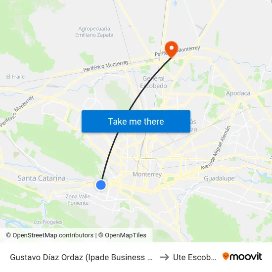 Gustavo Díaz Ordaz (Ipade Business School) to Ute Escobedo map