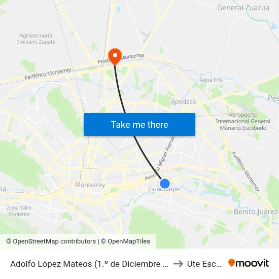 Adolfo López Mateos (1.º de Diciembre - 27 de Septiembre) to Ute Escobedo map
