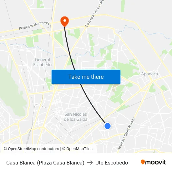 Casa Blanca (Plaza Casa Blanca) to Ute Escobedo map