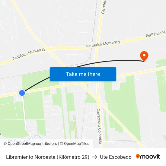 Libramiento Noroeste (Kilómetro 29) to Ute Escobedo map