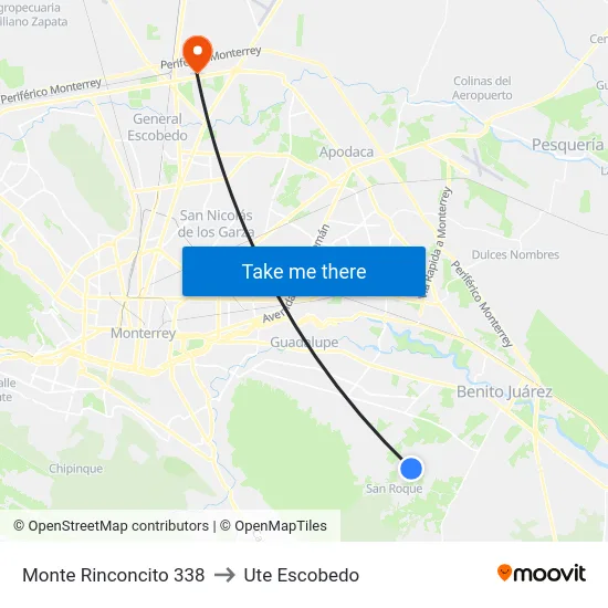 Monte Rinconcito 338 to Ute Escobedo map