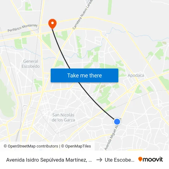 Avenida Isidro Sepúlveda Martínez, 132 to Ute Escobedo map