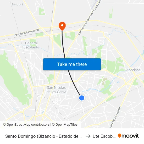 Santo Domingo (Bizancio - Estado de Guerrero) to Ute Escobedo map
