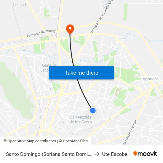 Santo Domingo (Soriana Santo Domingo) to Ute Escobedo map
