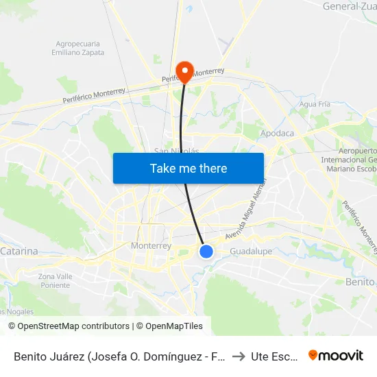 Benito Juárez (Josefa O. Domínguez - Fco. de Barbadillo) to Ute Escobedo map