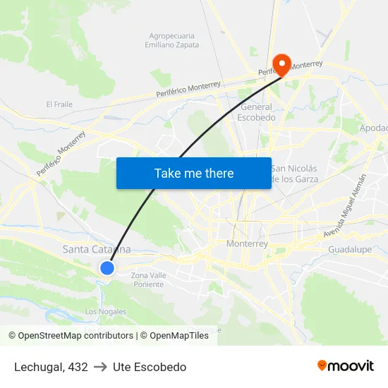 Lechugal, 432 to Ute Escobedo map