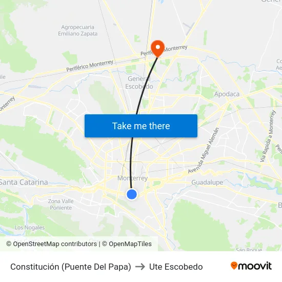 Constitución (Puente Del Papa) to Ute Escobedo map
