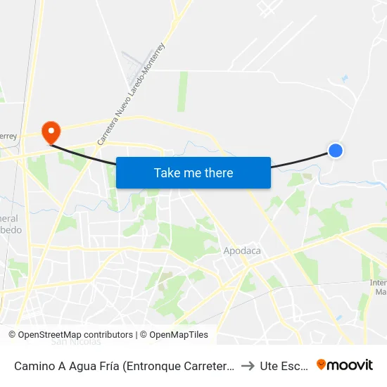 Camino A Agua Fría (Entronque Carretera A General Zuazua) to Ute Escobedo map