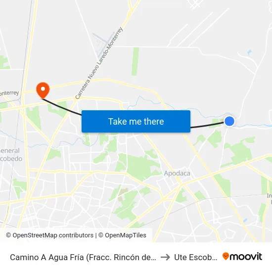 Camino A Agua Fría (Fracc. Rincón de Galicia) to Ute Escobedo map
