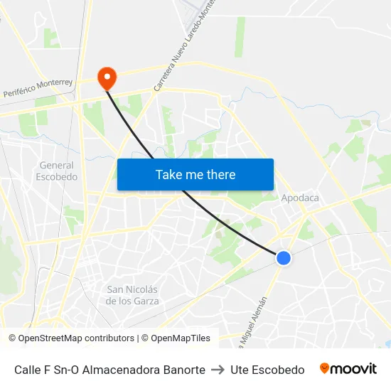 Calle F Sn-O Almacenadora Banorte to Ute Escobedo map
