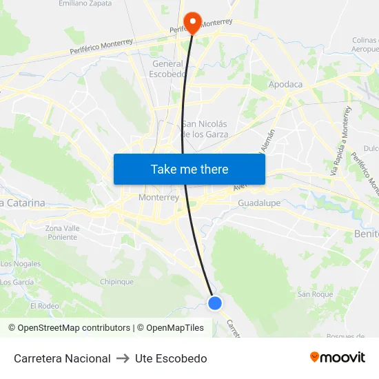 Carretera Nacional to Ute Escobedo map