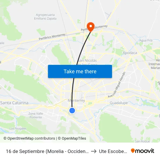 16 de Septiembre (Morelia - Occidente) to Ute Escobedo map