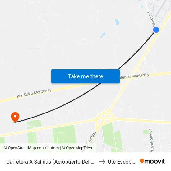Carretera A Salinas (Aeropuerto Del Norte) to Ute Escobedo map