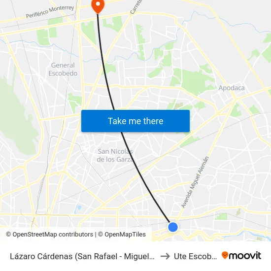 Lázaro Cárdenas (San Rafael - Miguel Alemán) to Ute Escobedo map