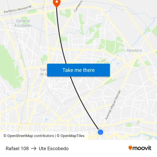 Rafael 108 to Ute Escobedo map