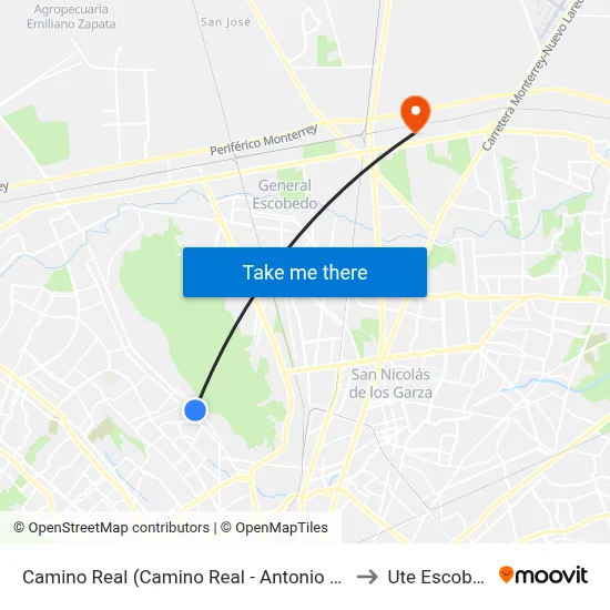 Camino Real (Camino Real - Antonio Garate) to Ute Escobedo map