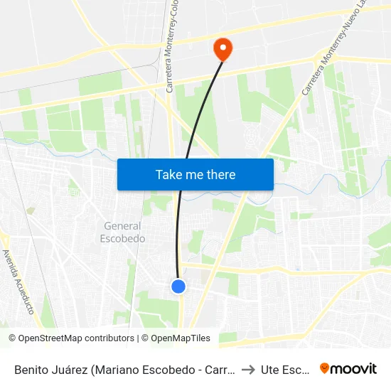 Benito Juárez (Mariano Escobedo - Carretera A Colombia) to Ute Escobedo map