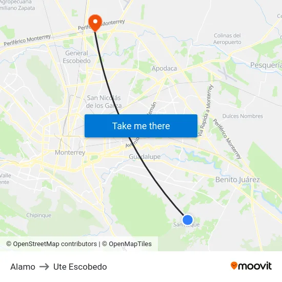 Alamo to Ute Escobedo map