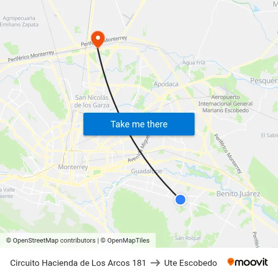 Circuito Hacienda de Los Arcos 181 to Ute Escobedo map