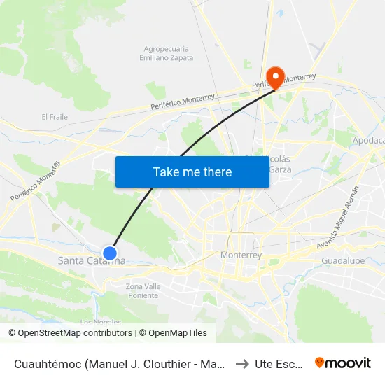 Cuauhtémoc (Manuel J. Clouthier - Manuel M. Diéguez) to Ute Escobedo map