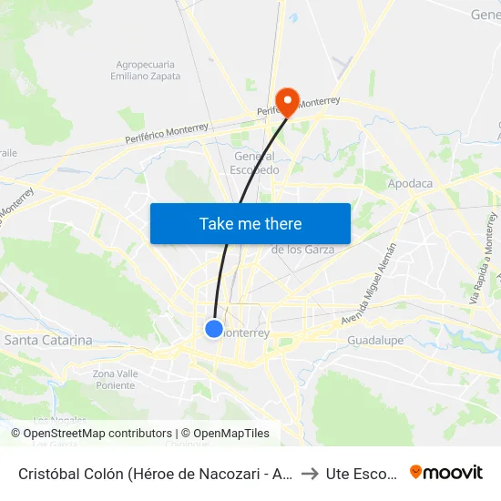 Cristóbal Colón (Héroe de Nacozari - Artículo 123) to Ute Escobedo map