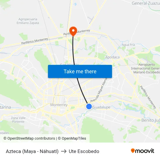 Azteca (Maya - Náhuatl) to Ute Escobedo map