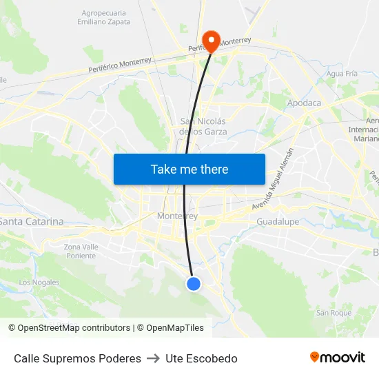 Calle Supremos Poderes to Ute Escobedo map