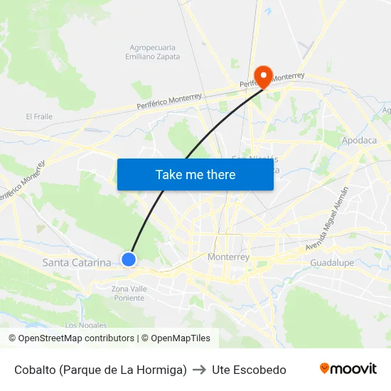 Cobalto (Parque de La Hormiga) to Ute Escobedo map