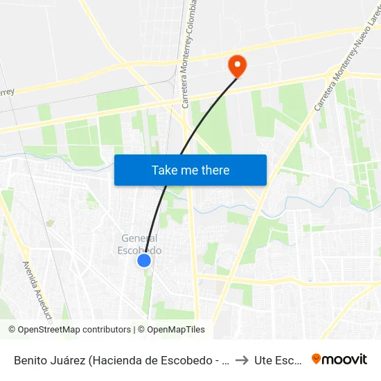 Benito Juárez (Hacienda de Escobedo - Hacienda Del Rey) to Ute Escobedo map