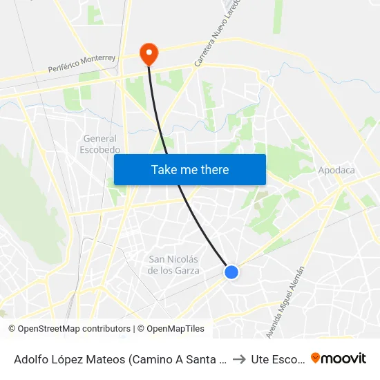 Adolfo López Mateos (Camino A Santa Rosa - Caracol) to Ute Escobedo map