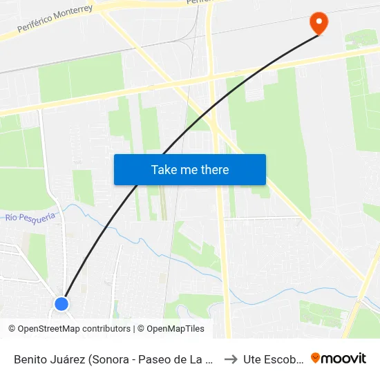 Benito Juárez (Sonora - Paseo de La Amistad) to Ute Escobedo map