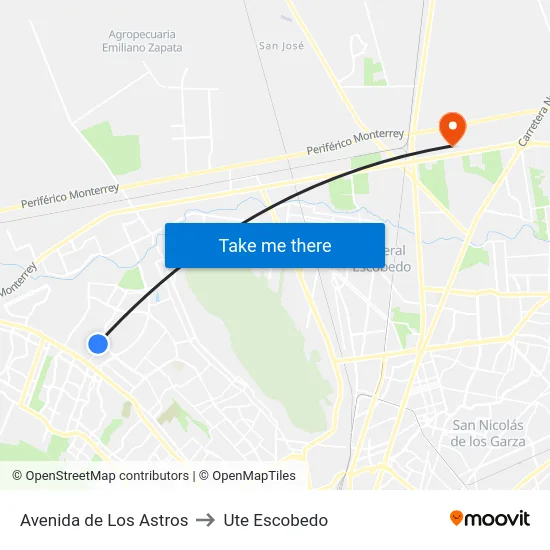 Avenida de Los Astros to Ute Escobedo map