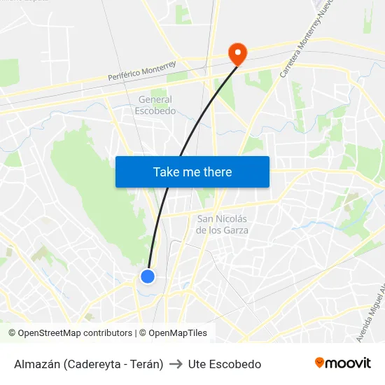 Almazán (Cadereyta - Terán) to Ute Escobedo map