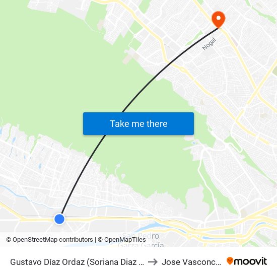 Gustavo Díaz Ordaz (Soriana Diaz Ordaz) to Jose Vasconcelos map